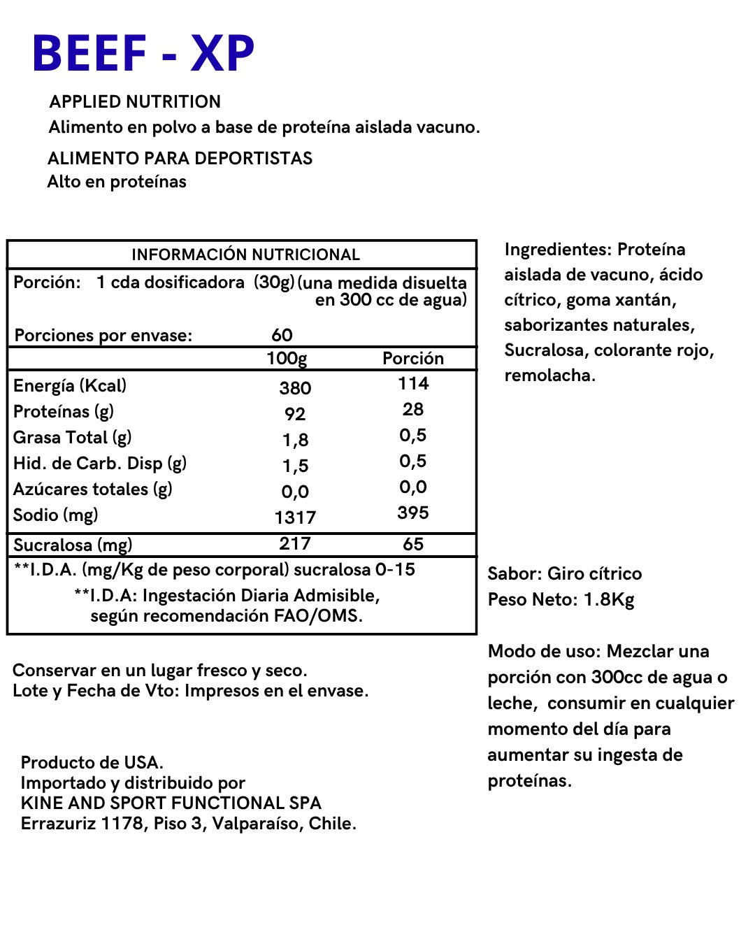PROTEINA BEEF-XP - APPLIED NUTRITION