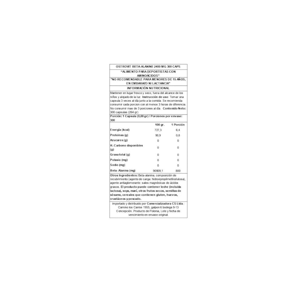BETA ALANINA 2400MG 300 CAPSULAS - OSTROVIT