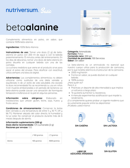 BETA ALANINA 200GR 100 SV UNFLAVORED - NUTRIVERSUM