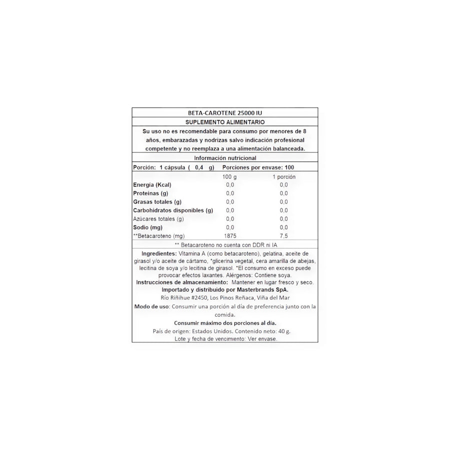 BETACAROTENO 25000 IU (7500MCG) 100 SOFTGELS - NATURE'S TRUTH