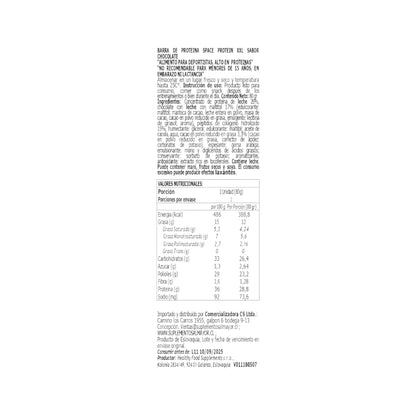Información nutricional de BOX 24 BARRAS SPACE XXL 80 G – SPACE PROTEIN