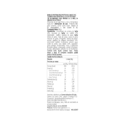 Información nutricional de BOX 24 BARRAS SPACE XXL 80 G – SPACE PROTEIN