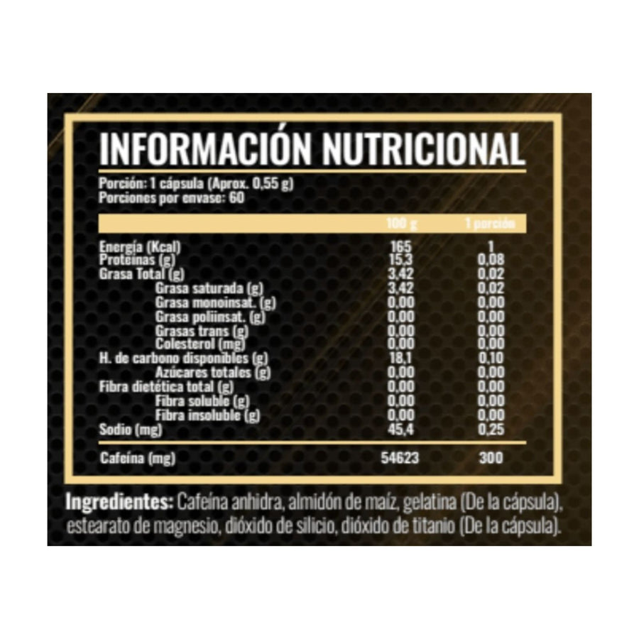 CAFEINA ANHYDROUS 300MG 60 CAPSULAS - STRONGEST
