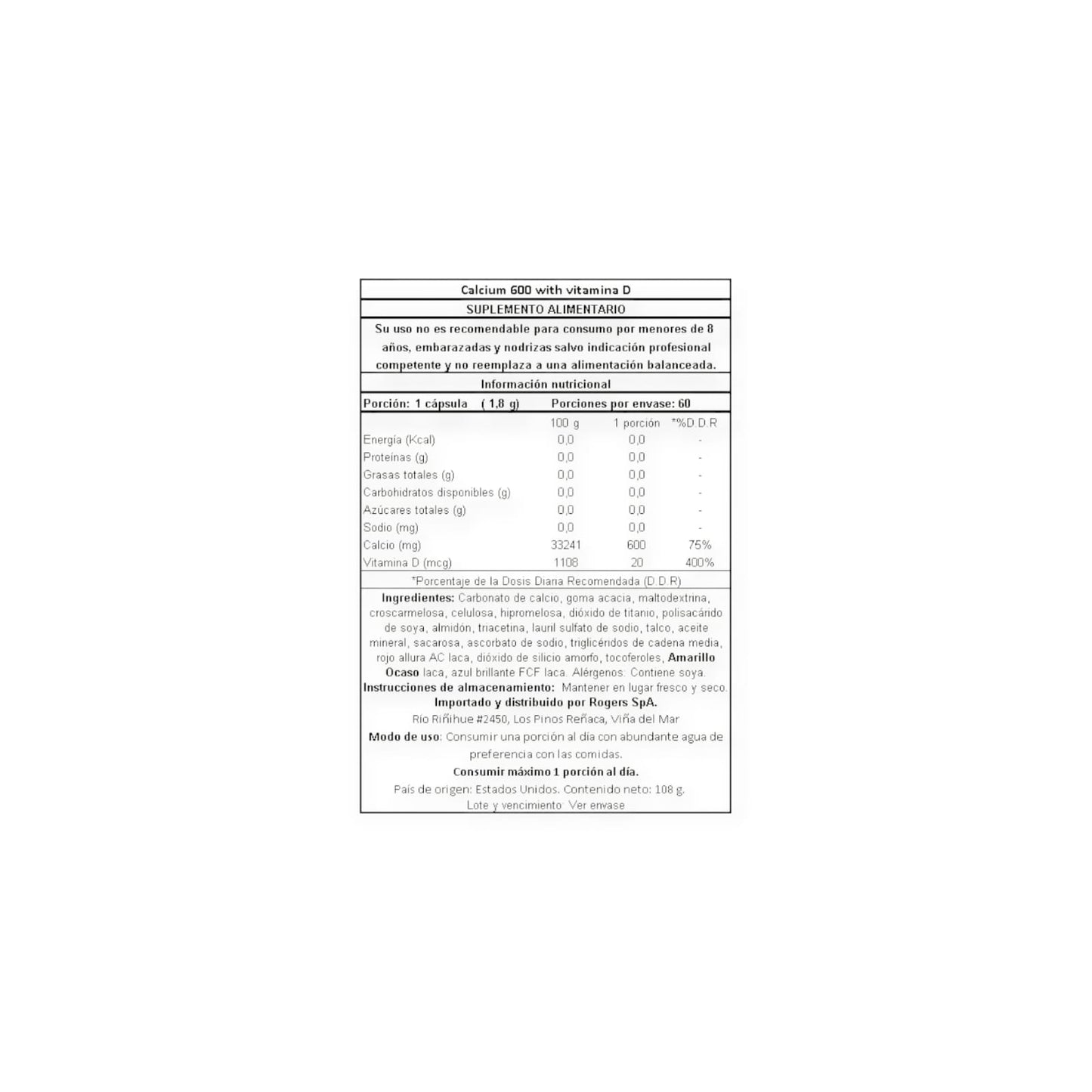 CALCIO 600 MG + VITAMINA D3 EN CAPSULAS - NATURE'S TRUTH