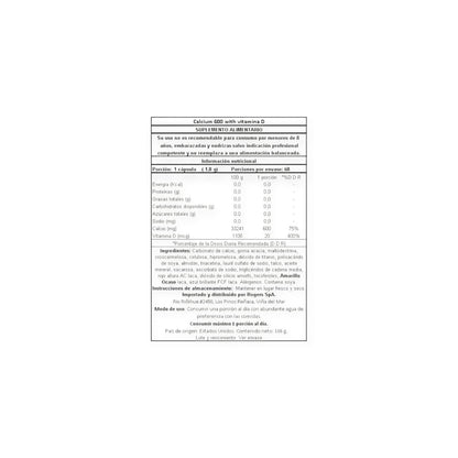 CALCIO 600 MG + VITAMINA D3 EN CAPSULAS - NATURE'S TRUTH