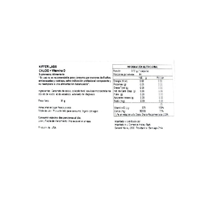 CALCIO 600MG + VITAMINA D 60 TABLETAS - KIFFER