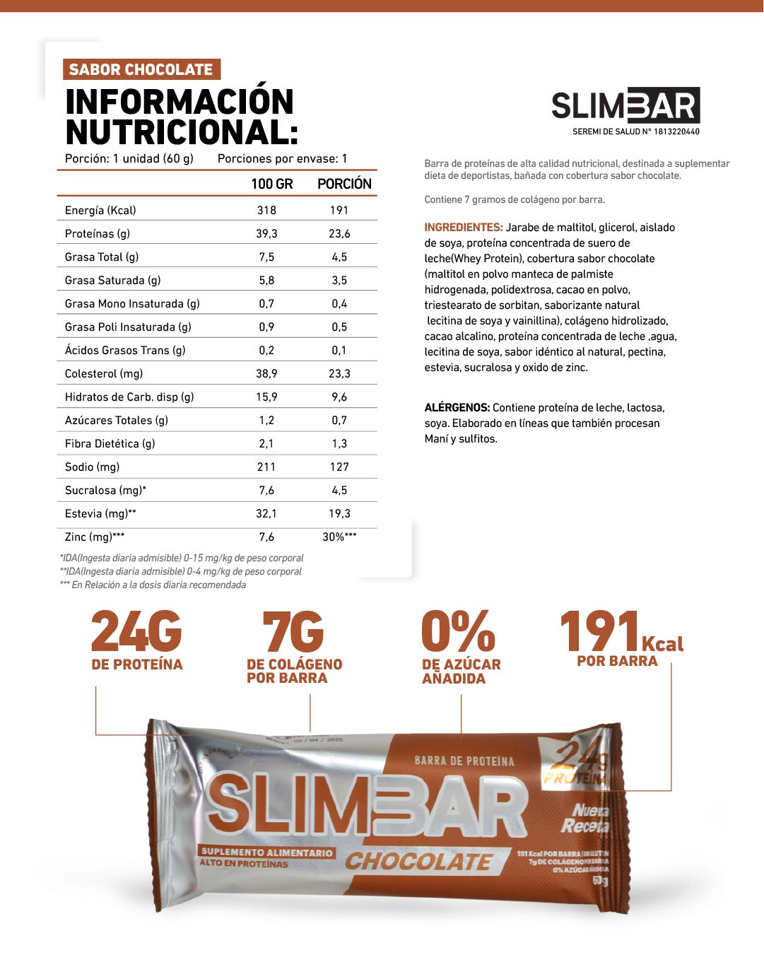 Box 12 barras de proteina SLIMBAR 60GR C/U