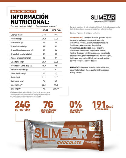 Información nutricional de BARRA DE PROTEÍNA SLIMBAR 60 G