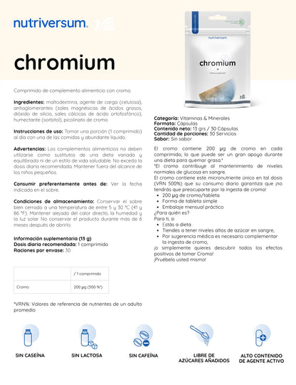 CHROMIUM 30 TABLETAS - NUTRIVERSUM