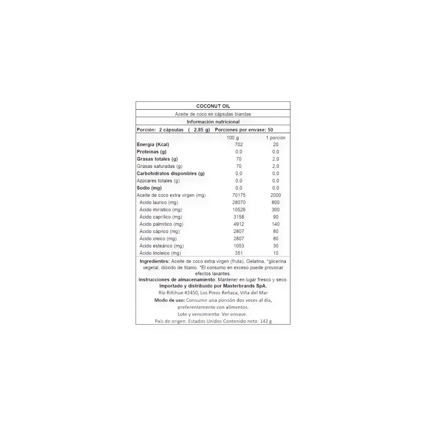 ACEITE DE COCO EXTRA VIRGEN 2000MG 100 CAPSULAS - NATURE'S TRUTH