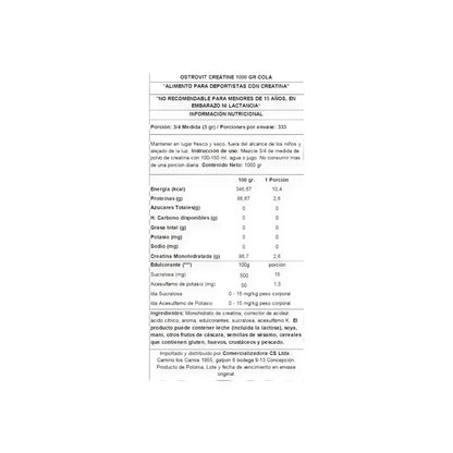 CREATINA MONOHIDRATADA 1KG - OSTROVIT