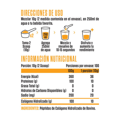 PEPTIDOS DE COLAGENO HIDROLIZADO 1&3 1KG 100 SV SIN SABOR - SPORTNUTRISHOP