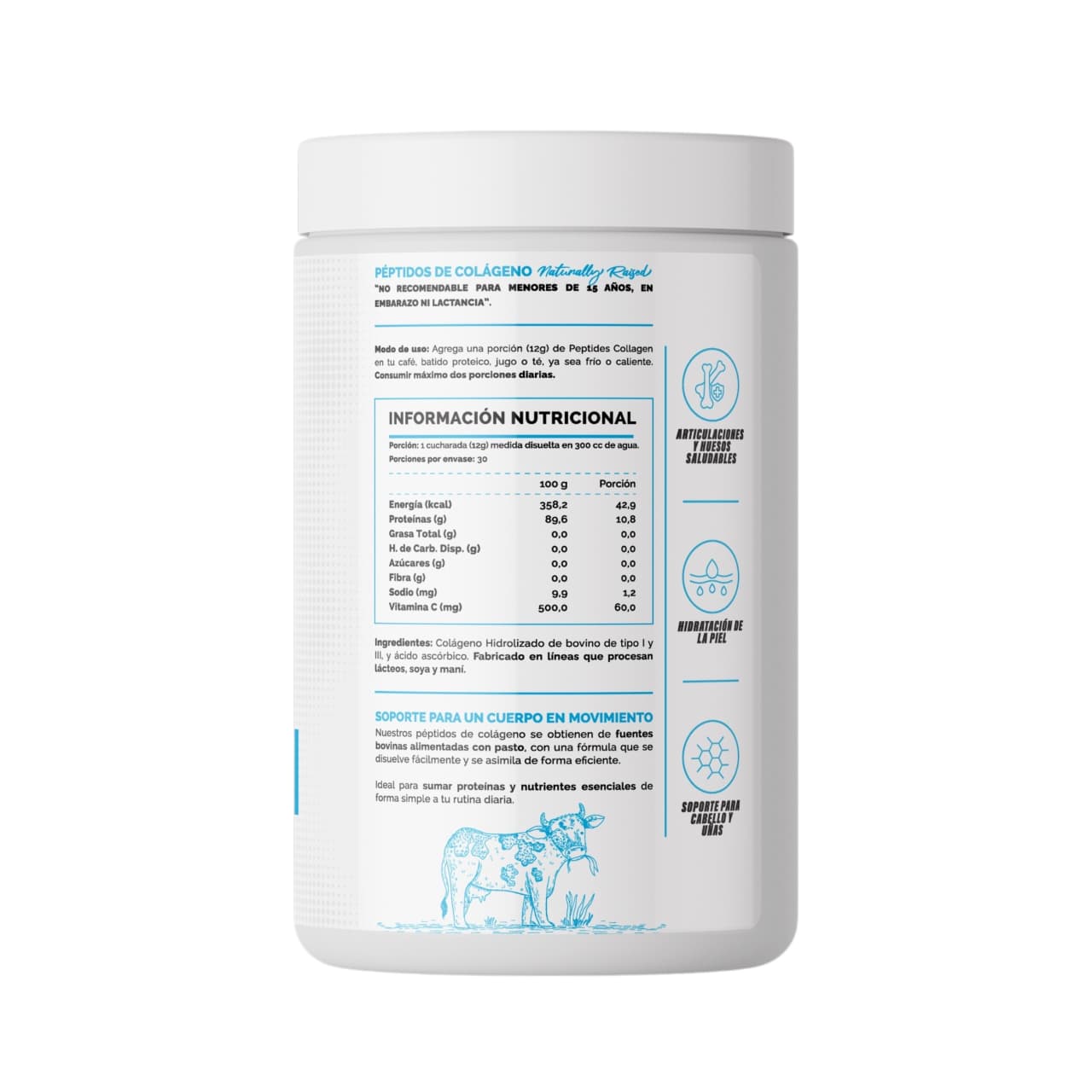 PEPTIDOS DE COLAGENO 360GR NATURAL- 4ACTIVE