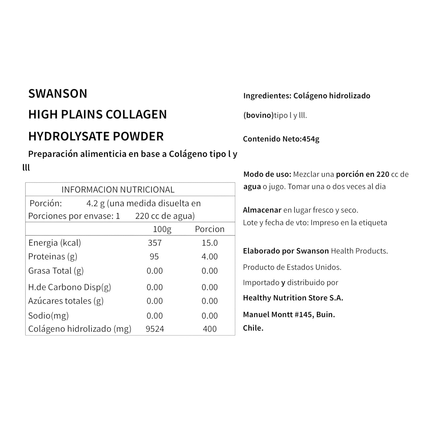 COLAGENO HIDROLIZADO EN POLVO 454GR - SWANSON