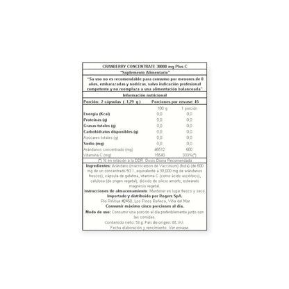 CRANBERRY CONCENTRADO 30000MG + VITAMINA C 90 CPS - NATURE'S TRUTH