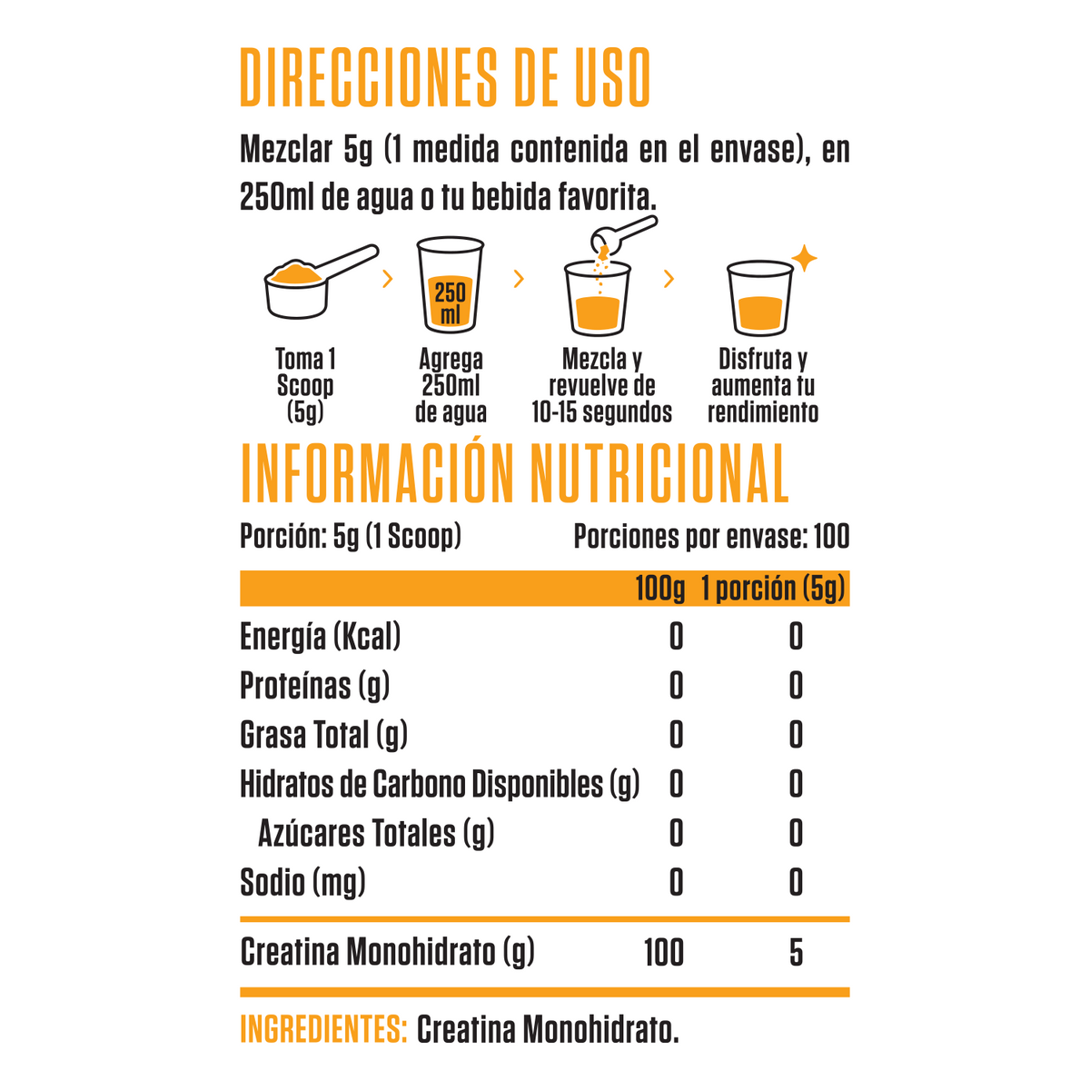 CREATINA 500GR 100 SERVICIOS SIN SABOR - SPORTNUTRISHOP