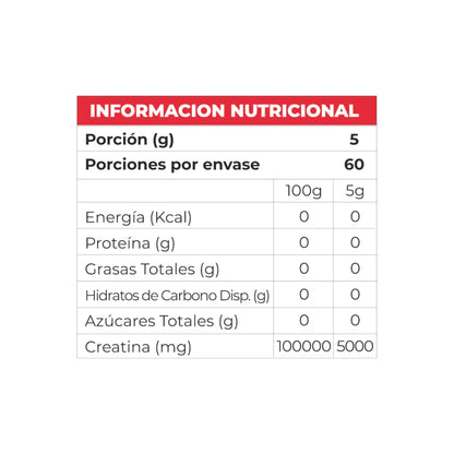 CREATINA MONOHIDRATADA 300GR 60 SERVICIOS - YOUR PROTEIN