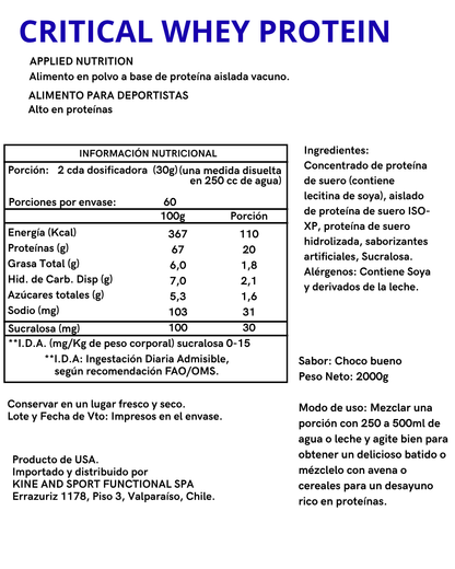 PROTEINA CRITICAL WHEY 2KG - APPLIED NUTRITION