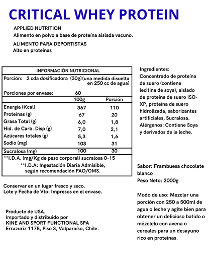 PROTEINA CRITICAL WHEY 2KG - APPLIED NUTRITION