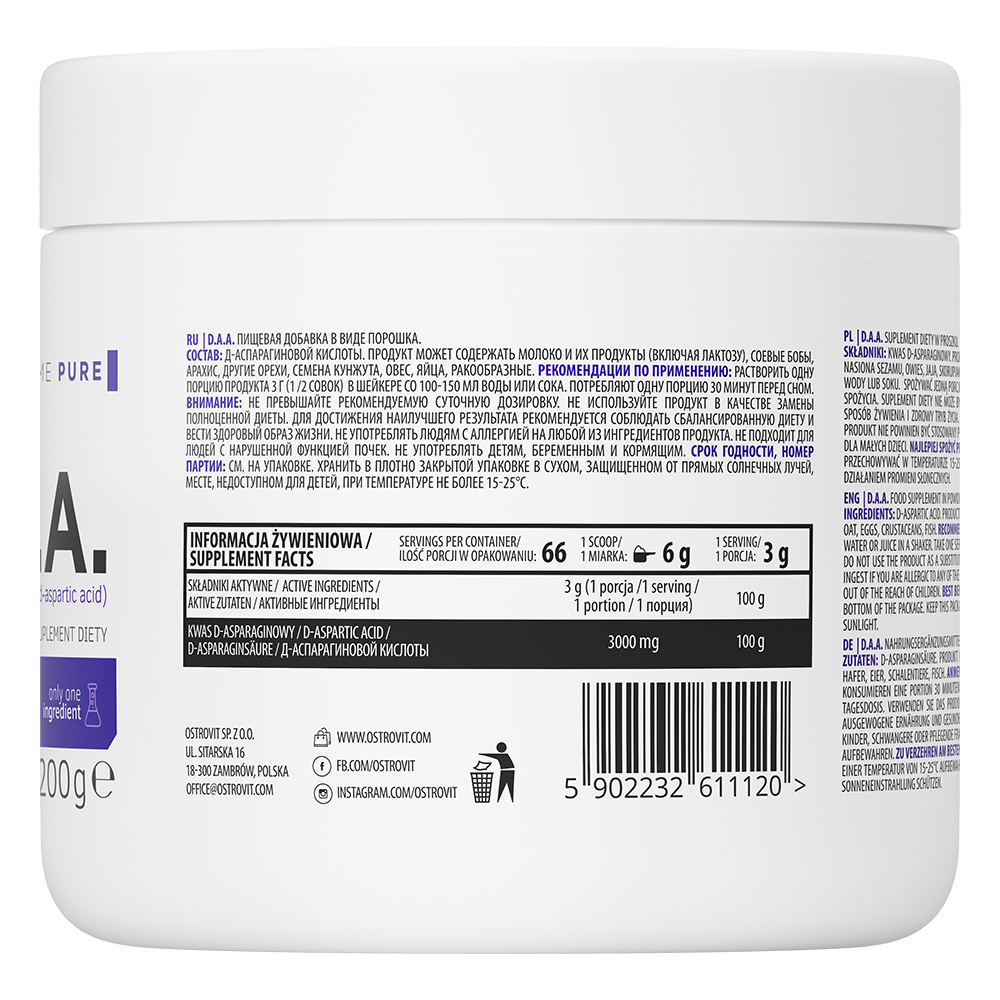 DAA SIN SABOR 66 SERVICIOS 200GR - OSTROVIT