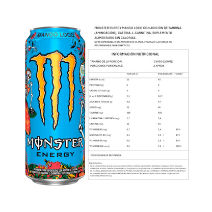 Información del producto ENERGÉTICA MONSTER ENERGY 473 ML – MONSTER ENERGY