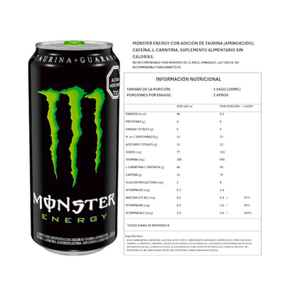 Información del producto ENERGÉTICA MONSTER ENERGY 473 ML – MONSTER ENERGY