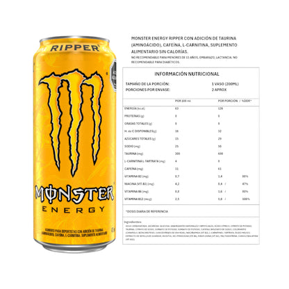 Información del producto PACK 6 ENERGÉTICAS MONSTER 473 ML – MONSTER ENERGY