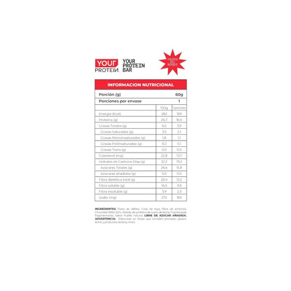 Información nutricional de PACK 16 BARRAS YOUR PROTEIN BAR – YOUR PROTEIN