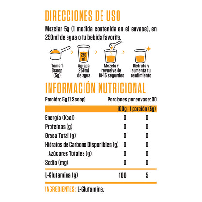 GLUTAMINA 150GR 30 SERVICIOS SIN SABOR - SPORTNUTRISHOP