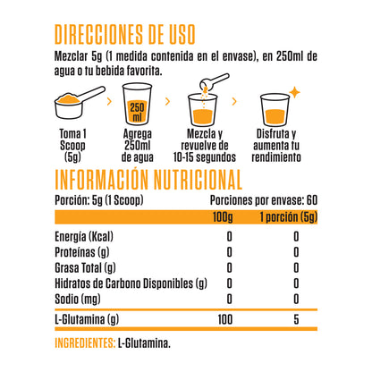 GLUTAMINA 300GR 60 SERVICIOS SIN SABOR - SPORTNUTRISHOP