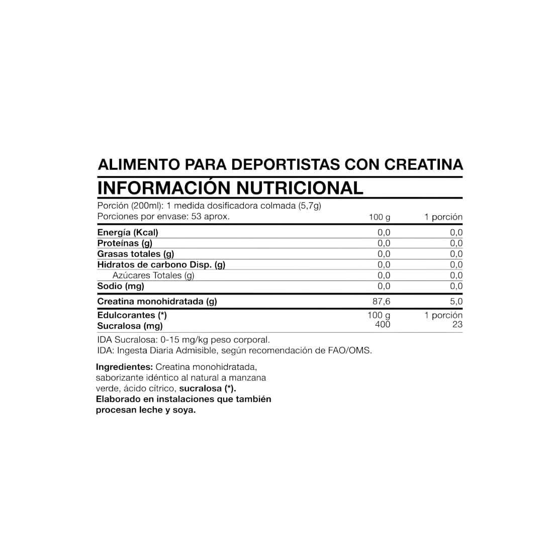CREATINA MONOHIDRATADA TASTY 300GR - FOODTECH
