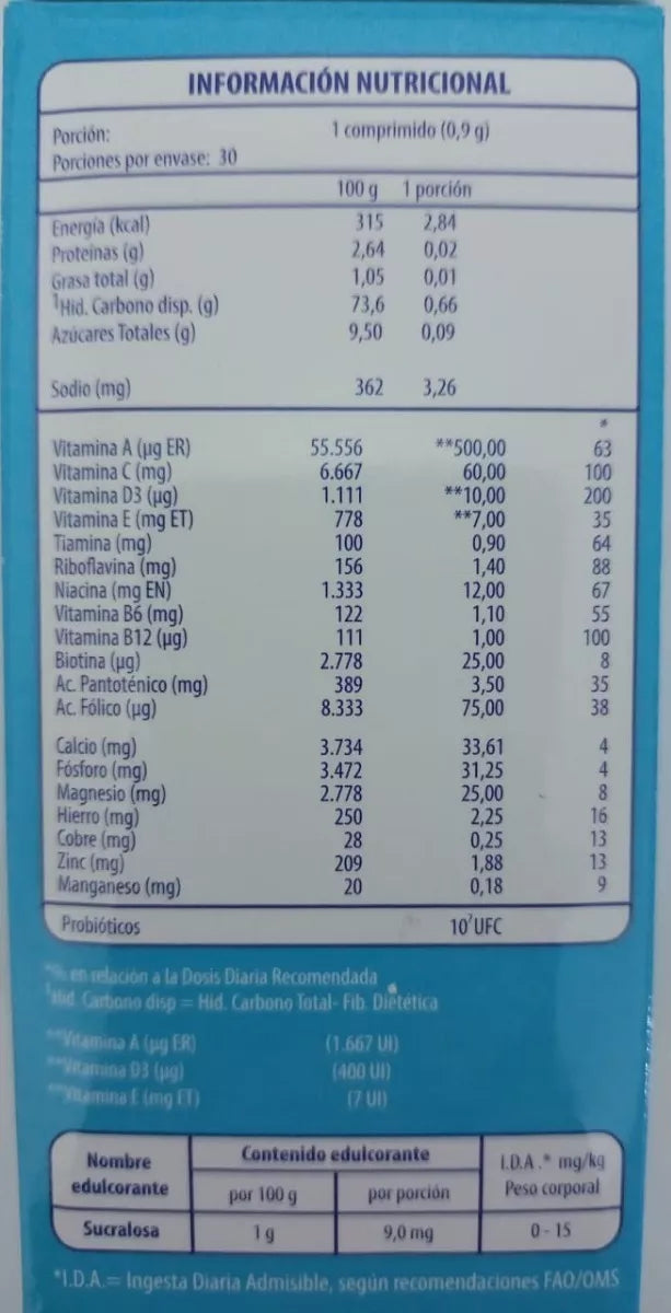 PROBIOTICO MASTICABLE INFORTIN 30 COMPRIMIDOS - INFOR