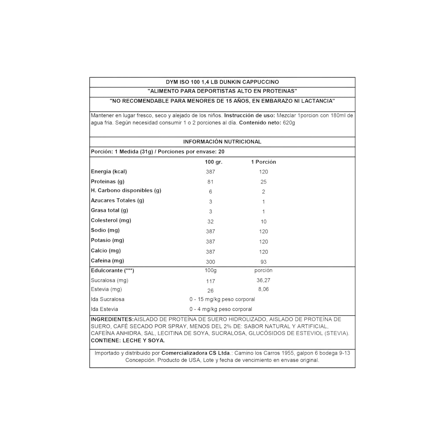 ISO100 DUNKIN 1.4LB EDICION LIMITADA - DYMATIZE