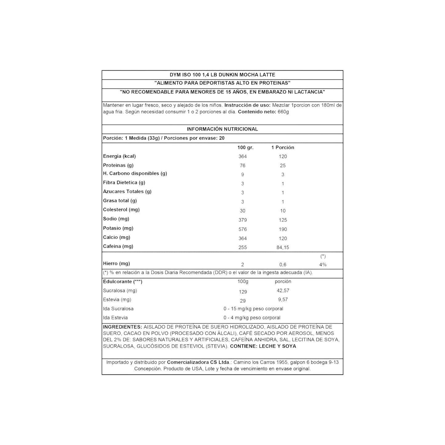 ISO100 DUNKIN 1.4LB EDICION LIMITADA - DYMATIZE
