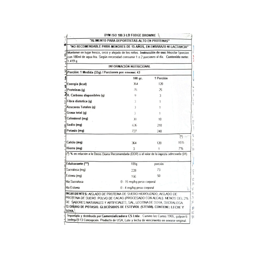 PROTEINA HIDROLIZADA ISO 100 3LB - DYMATIZE