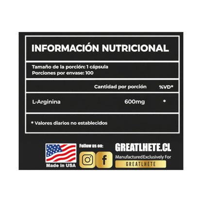 L-Arginina Pro Series – 100 capsulas - GREATLHETE