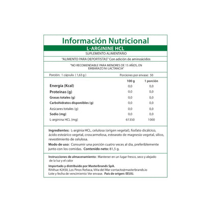 L-ARGININA HCL 50 COMPRIMIDOS 1000MG - NATURE'S TRUTH