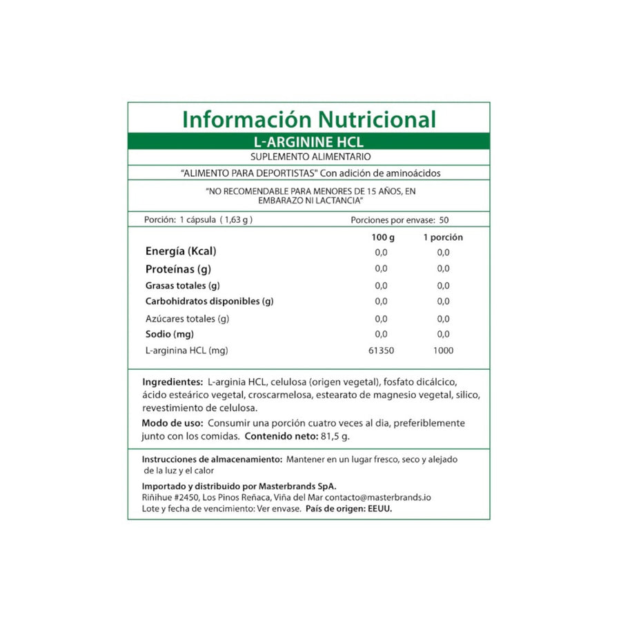 L-ARGININA HCL 50 COMPRIMIDOS 1000MG - NATURE'S TRUTH