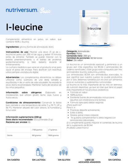 L-LEUCINA 200GR 66 SV UNFLAVORED - NUTRIVERSUM