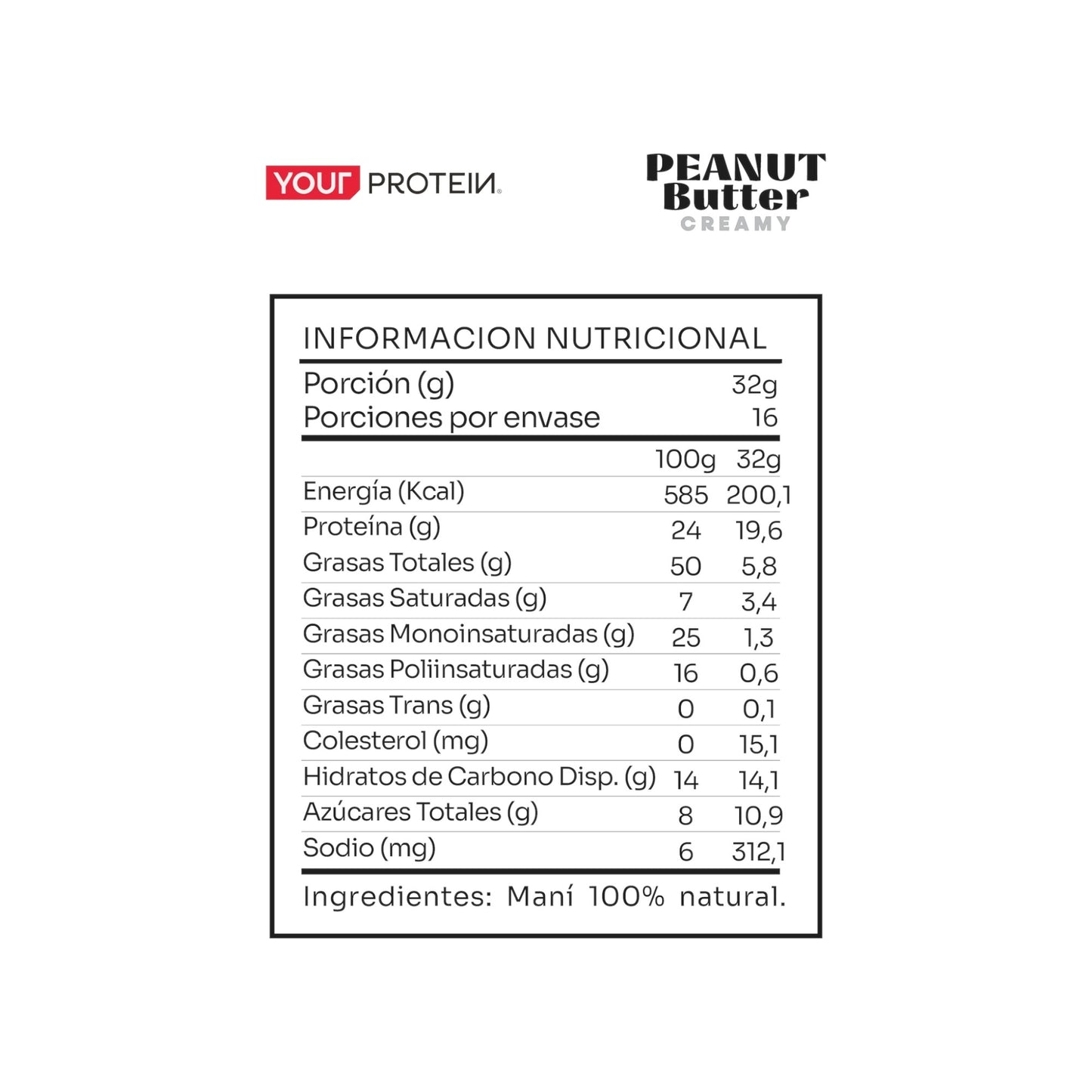 MANTEQUILLA DE MANI 500GR - YOUR PROTEIN