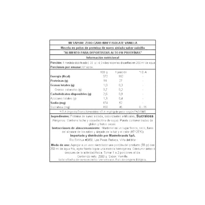 PROTEINA METAPURE ISO WHEY ZERO 2KG - QNT