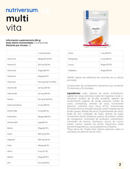 MULTIVITAMINICO MULTI VITA 60 TABLETAS - NUTRIVERSUM