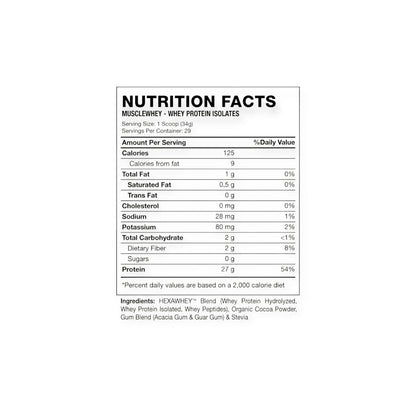 PROTEINA MUSCLE WHEY 2.2LBS 29SV - HEXACORE