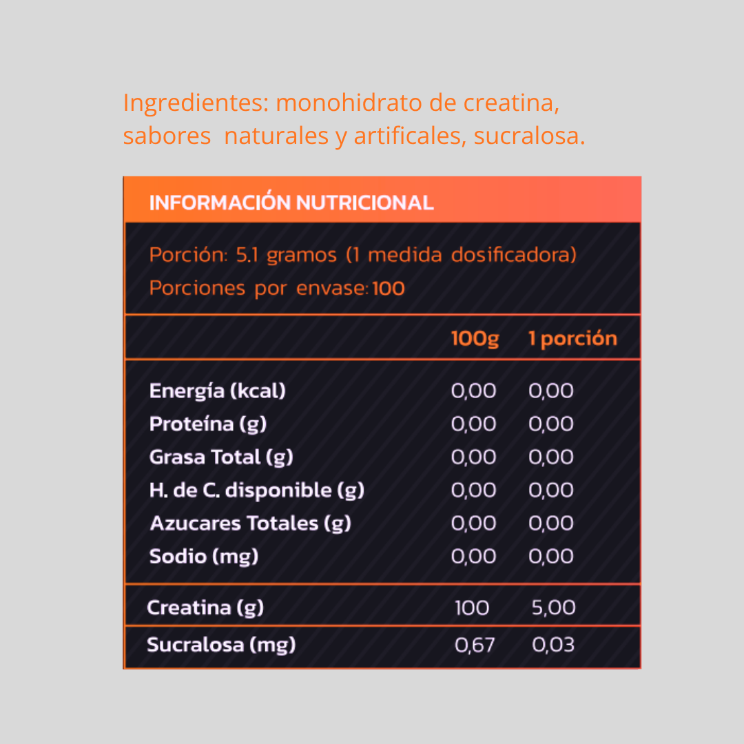 CREATINA MONOHIDRATADA Y MICRONIZADA 513GR - ZEIN
