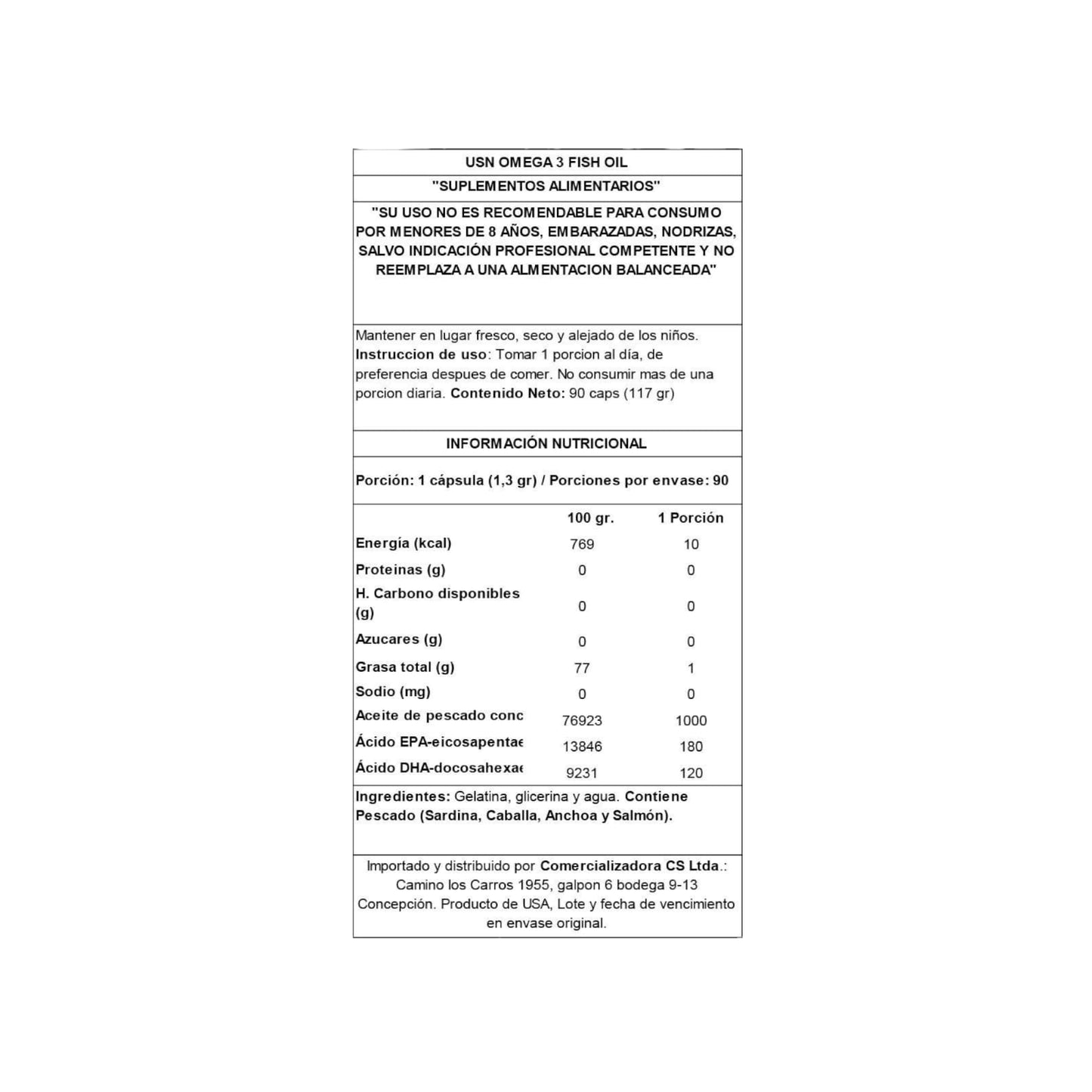 OMEGA 3 FISH OIL 90 CAPSULAS - USN