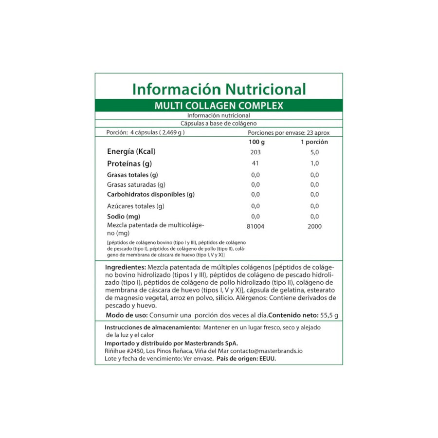 PEPTIDOS DE COLAGENO MULTIPLE TIPO I, II, III, V & X 90 CAPSULAS - NATURE'S TRUTH