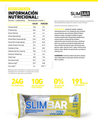 Información nutricional de BARRA DE PROTEÍNA SLIMBAR 60 G