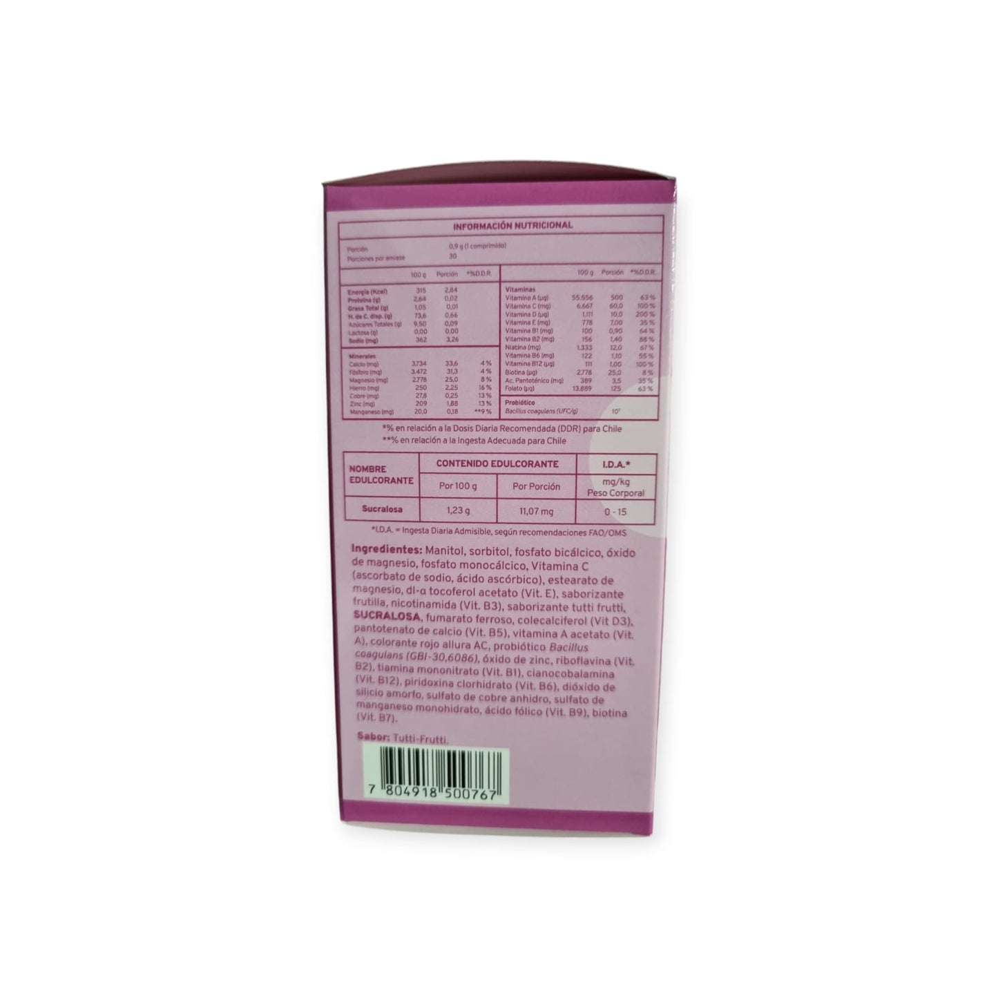 PRO KIDS PROBIOTICOS VITAMINAS Y MINERALES 30 COMP MASTICABLES - INFOR