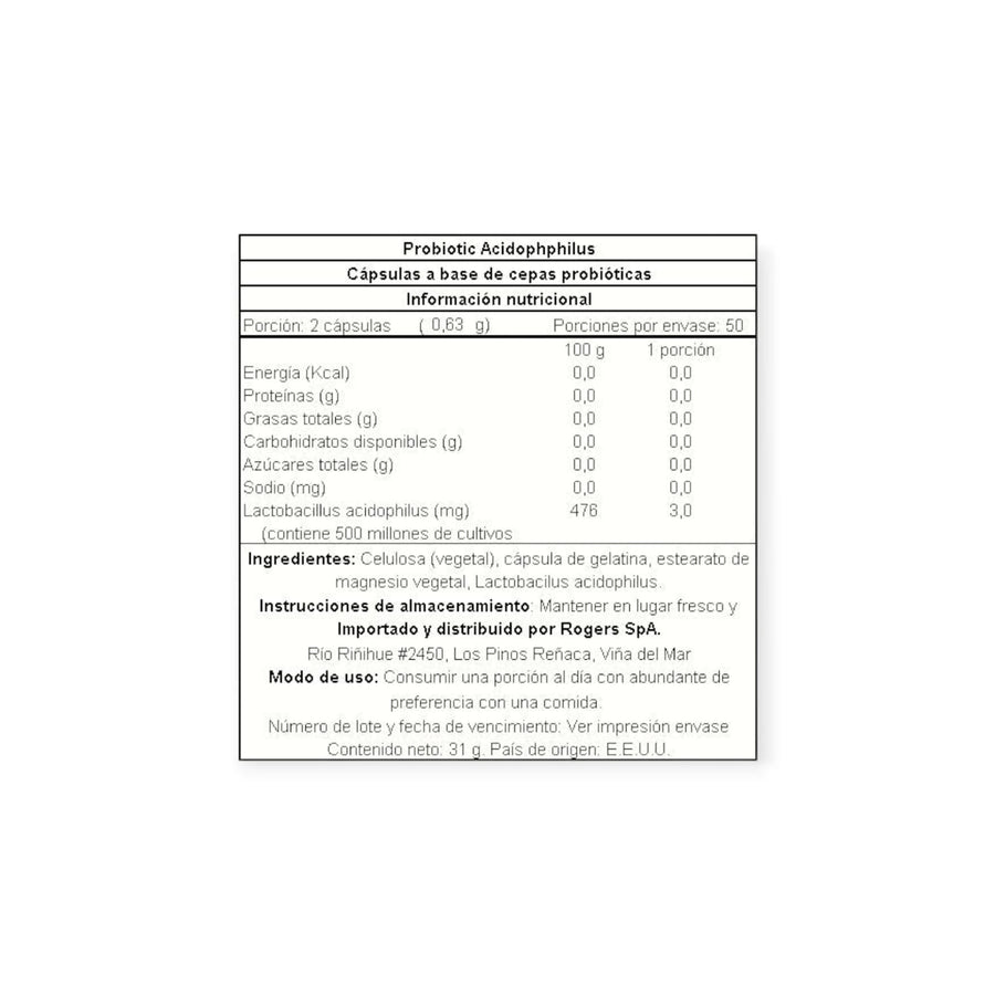 PROBIOTICO ACIDOPHILUS 100 CAPSULAS - NATURE'S TRUTH