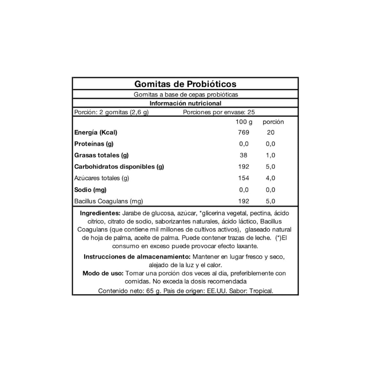 PROBIOTICOS + PREBIOTICOS 50 GOMITAS SABOR TROPICAL - NATURE'S TRUTH
